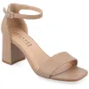Journee Women's Valenncia Supernatural Shades Tru Comfort Foam Open Square Toe Ankle Strap Sandals In Brown