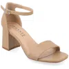 Journee Collection Women's Valenncia Supernatural Shades Tru Comfort Foam Open Square Toe Ankle Strap Sandal In Gold