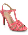 Journee Collection Valry Strappy Sandal In Patent,coral