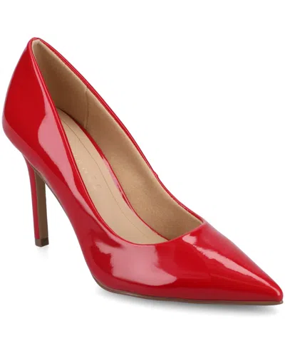 Journee Collection Women's Venus Pointed Toe Comfort Dress Pumps In Red