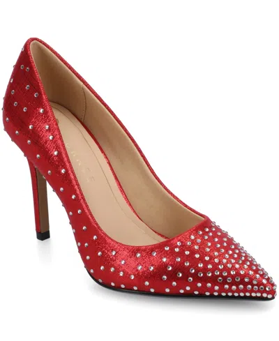 Journee Collection Women's Venus Pointed Toe Comfort Dress Pumps In Red
