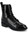 Journee Collection Women's Vienna Lace Up Stacked Heel Booties