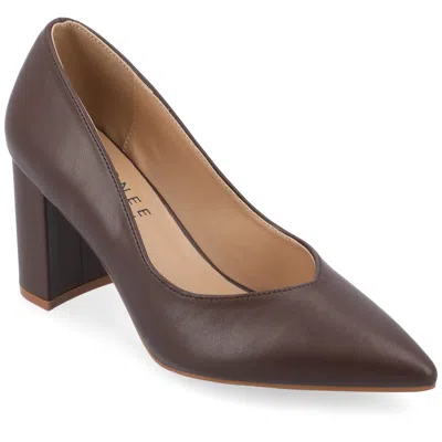 Journee Collection Collection Women's Narrow Width Supernatural Tru Comfort Foam Simonne Pumps Warm Shades In Cappuccino Leather