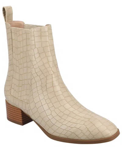 Journee Collection Women's Wrenley Block Heel Chelsea Booties In Beige Croco