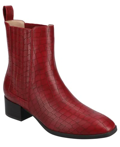 Journee Collection Women's Wrenley Block Heel Chelsea Booties In Red Croco