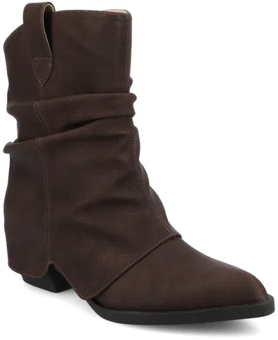 JOURNEE COLLECTION WOMEN'S WYNETTE SLOUCHY COMFORT ANKLE BOOTIES