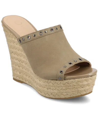 Journee Collection Women's Yari Platform Espadrille Wedge Sandals In Taupe