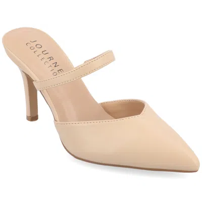 Journee Collection Women's Yvon Supernatural Shades Pointed Toe Mule Pumps In Neutral