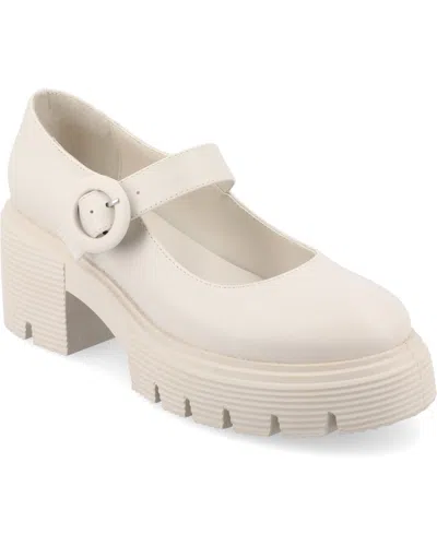 Journee Collection Women's Zarynn Mary Jane Treaded Outsole Platform Pumps In Ivory