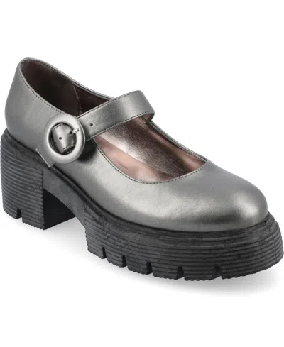 Journee Collection Zarynn Mary Jane Platform Pump In Pewter