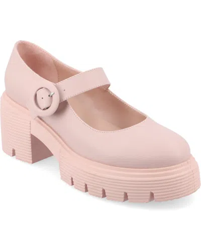 Journee Collection Women's Zarynn Mary Jane Treaded Outsole Platform Pumps In Pink