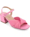 Journee Collection Zerlina Knit Block Heel Sandal In Pink
