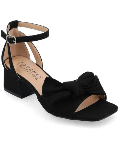 Journee Collection Zevi Bow Block Heel Sandal In Black