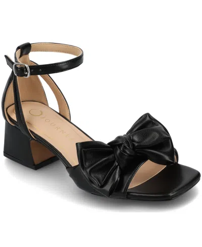 Journee Collection Women's Zevi Block Heel Dress Sandals In Black Polyurethane