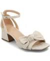 Journee Collection Zevi Bow Block Heel Sandal In Bone
