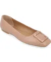 Journee Collection Women's Zimia Buckle Square Toe Ballet Flats In Tan
