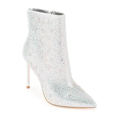 Journee Collection Womens Alexis Stiletto Heel Booties In White