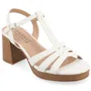 Journee Collection Womens Alyce Tru Comfort Foam Faux Leather Platform Sandals In White