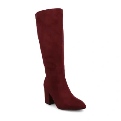 Journee Collection Womens Ameylia-wc Wide Calf Block Heel Dress Boots In Red