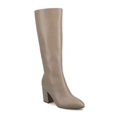 Journee Collection Womens Ameylia-wc Wide Calf Block Heel Dress Boots In Sand