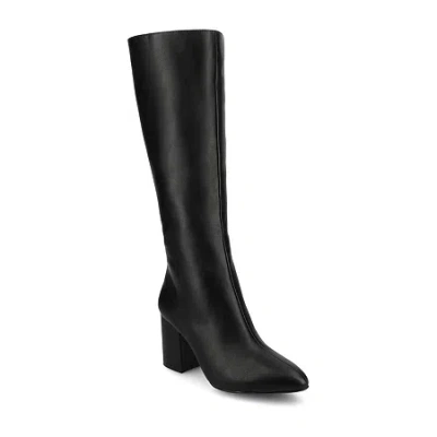 Journee Collection Womens Ameylia-xwc Extra Wide Calf Block Heel Dress Boots In Black