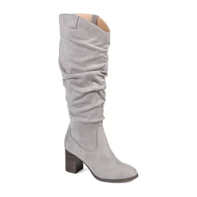 Journee Collection Womens Aneil Extra Wide Calf Stacked Heel Over The Knee Boots In Gray