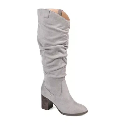 Journee Collection Womens Aneil Stacked Heel Knee Boots In Gray