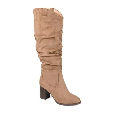 Journee Collection Womens Aneil Stacked Heel Knee Boots In Sand