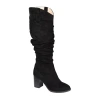 Journee Collection Womens Aneil Wide Calf Stacked Heel Over The Knee Boots In Black
