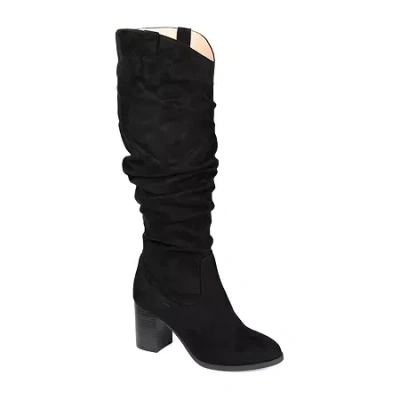 Journee Collection Womens Aneil Wide Calf Stacked Heel Over The Knee Boots In Black