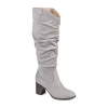Journee Collection Womens Aneil Wide Calf Stacked Heel Over The Knee Boots In Gray