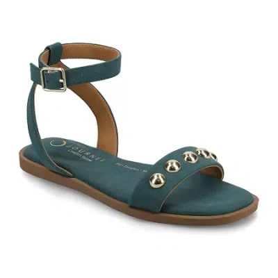 Journee Collection Womens Ankle Strap Flat Sandals In Blue