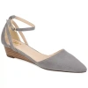Journee Collection Womens Arkie Pumps Buckle Pointed Toe Wedge Heel In Gray