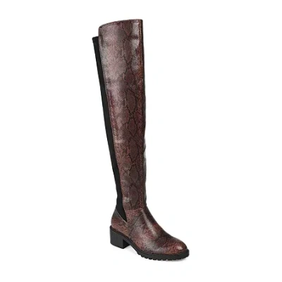 Journee Collection Womens Aryia Stacked Heel Over The Knee Boots In Brown