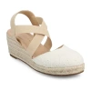 Journee Collection Womens Ashlee Wedge Sandals In White