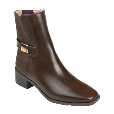 Journee Collection Womens Aubrie Stacked Heel Booties In Brown