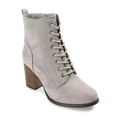 Journee Collection Womens Baylor Stacked Heel Booties In Gray