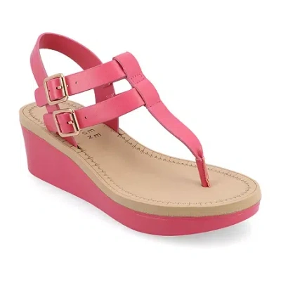 Journee Collection Womens Bianca Wedge Sandals In Pink