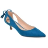 Journee Collection Womens Bindi Slip-on Pointed Toe Kitten Heel Pumps In Blue