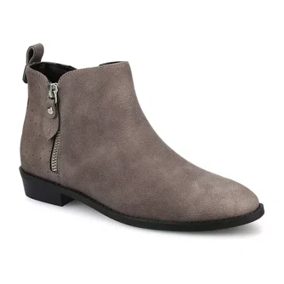 Journee Collection Womens Block Heel Booties In Gray