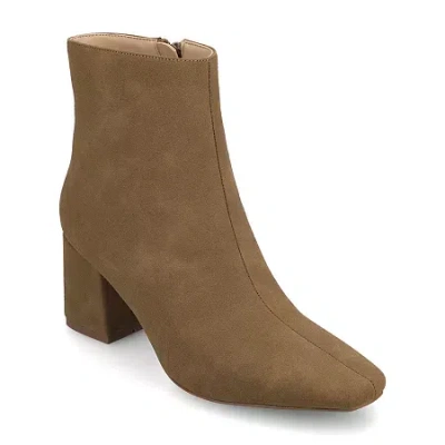 Journee Collection Womens Block Heel Booties In Brown