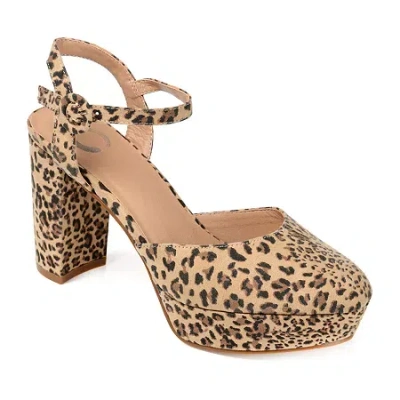 Journee Collection Womens Block Heel Roslynn Pumps In Animal Print