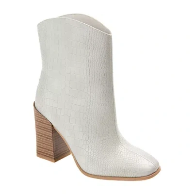 Journee Collection Womens Brekinn Stacked Heel Booties In White