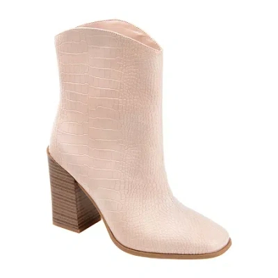 Journee Collection Brekkin Croc Embossed Tru Comfort Foam Western Bootie In Blush