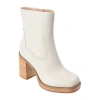 Journee Collection Womens Brittany Block Heel Booties In White