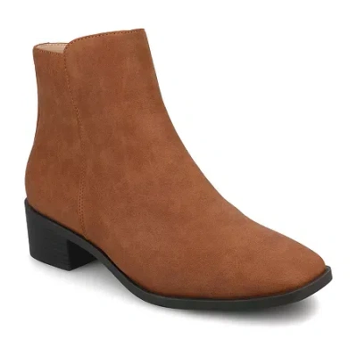 Journee Collection Womens Cappri Stacked Heel Booties In Animal Print