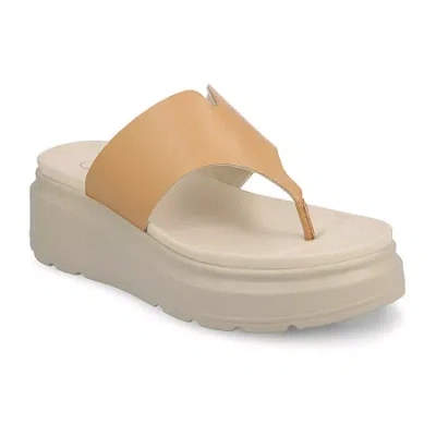 Journee Collection Womens Carah Wedge Sandals In Brown