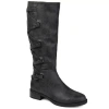 Journee Collection Womens Carly Extra Wide Calf Stacked Heel Riding Boots In Black