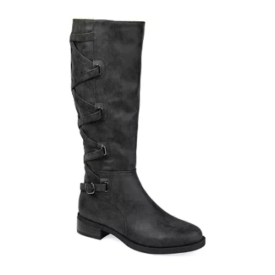 Journee Collection Womens Carly Stacked Heel Riding Boots In Black