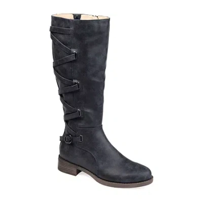 Journee Collection Womens Carly Stacked Heel Riding Boots In Black